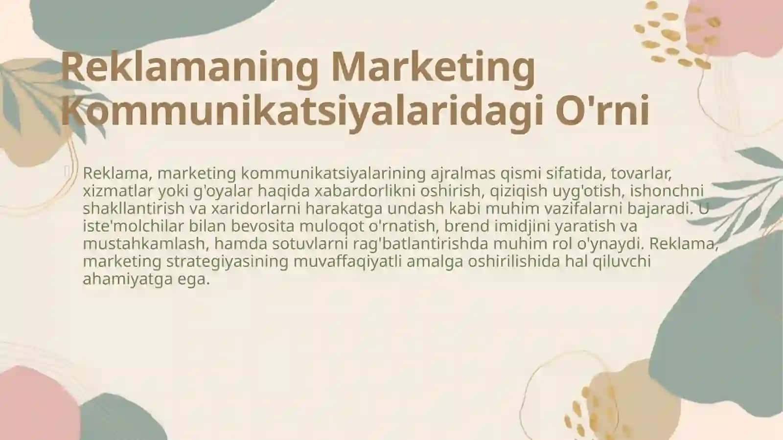 Reklamaning Marketing Kommunikatsiyalaridagi O'rni 4