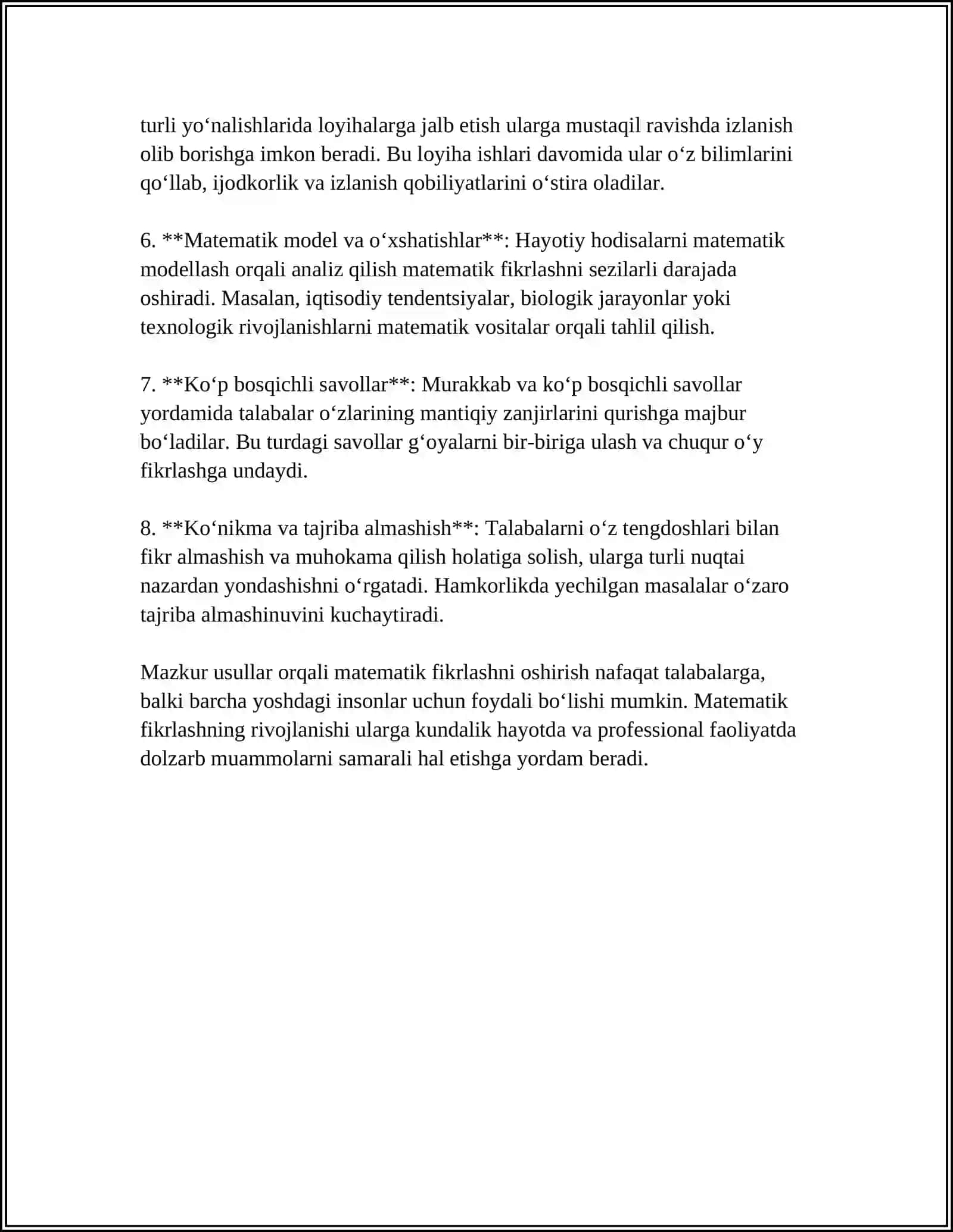 MATEMATIK TOʻGARAKLARNI OʻTKAZISH METODIKASI 4