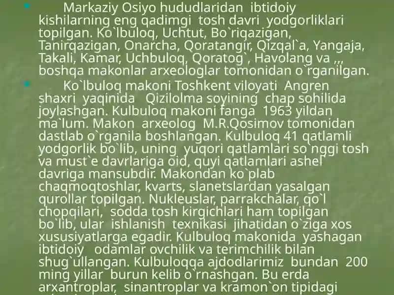 O'rtaOsiyodagi so'ngi paleolit davri ibtidoiy manzilgohlari 4