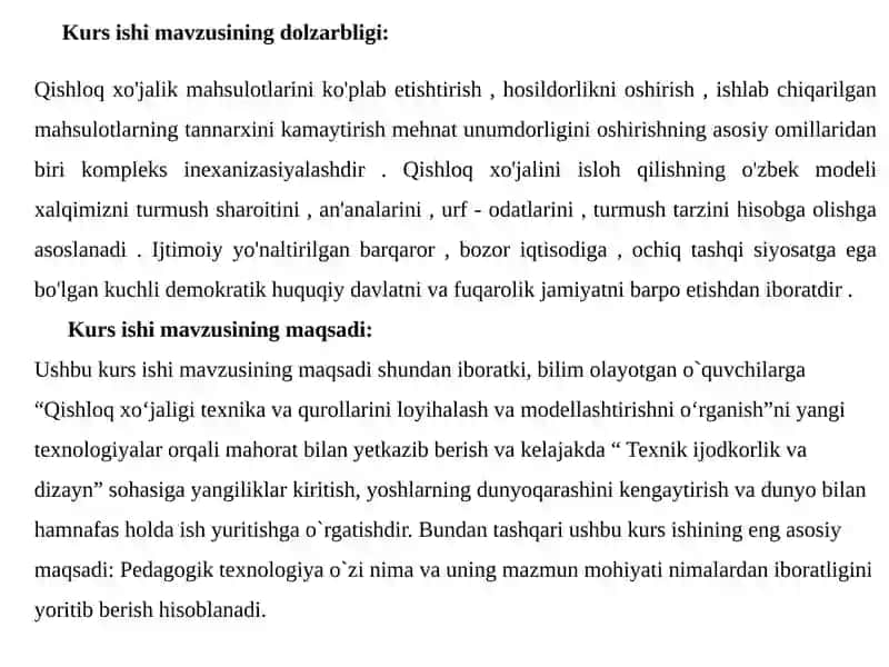 Qishloq xo’jalik texnikasi va qurollarini loyihalash va modellashtirishni o’rganish 4