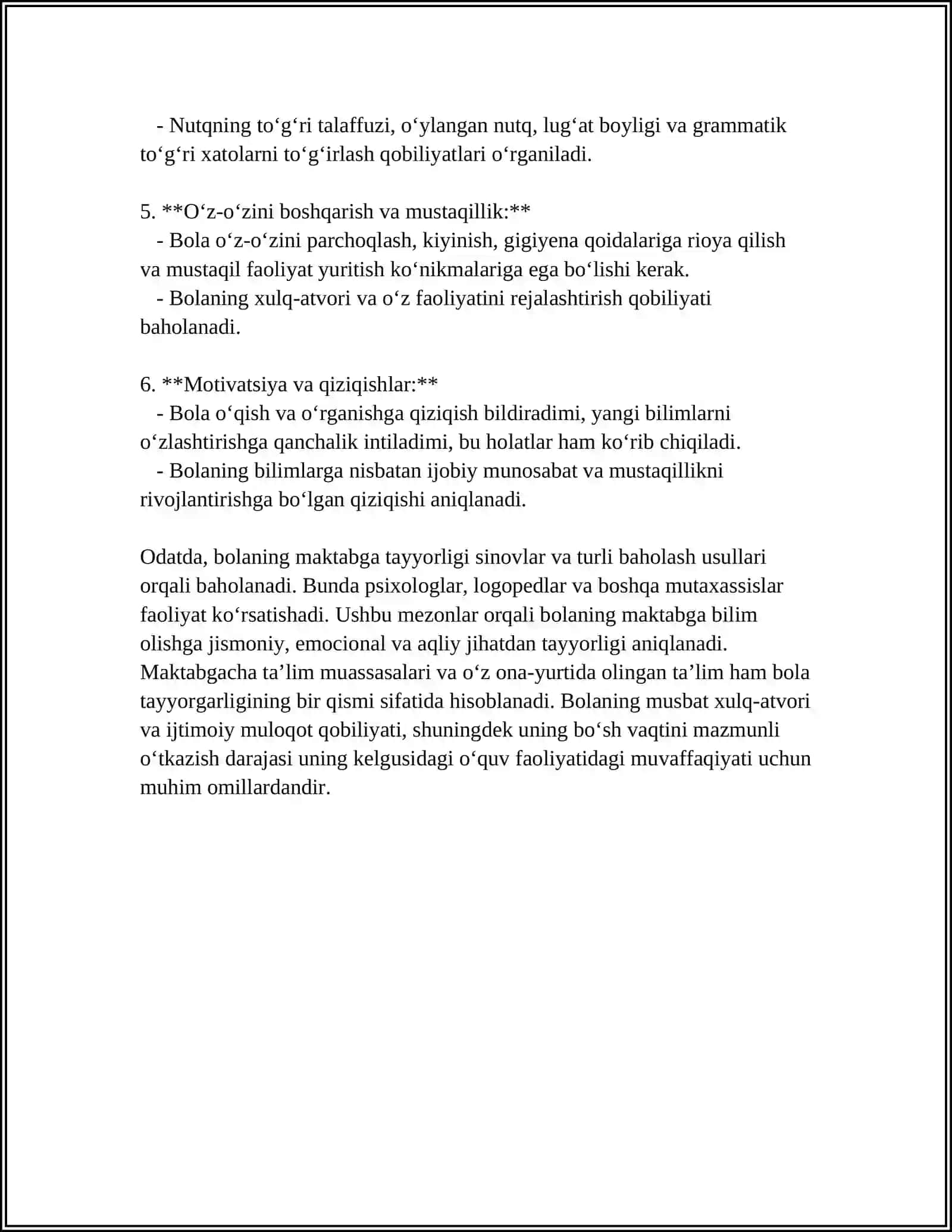 BOLANING MAKTABDA TA'LIM OLISHGA TAYYORLIGINI TASHHISLASH USULLARI 4