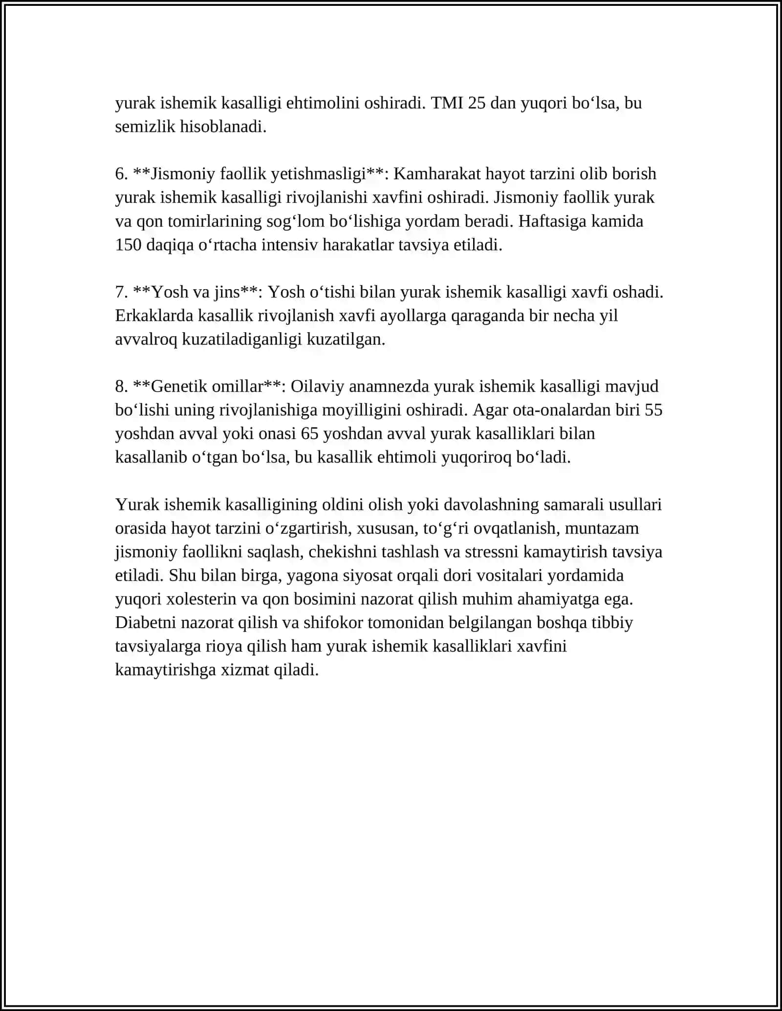 MUSTAQIL ISH: YURAK ISHEMIK KASALLIGI 4