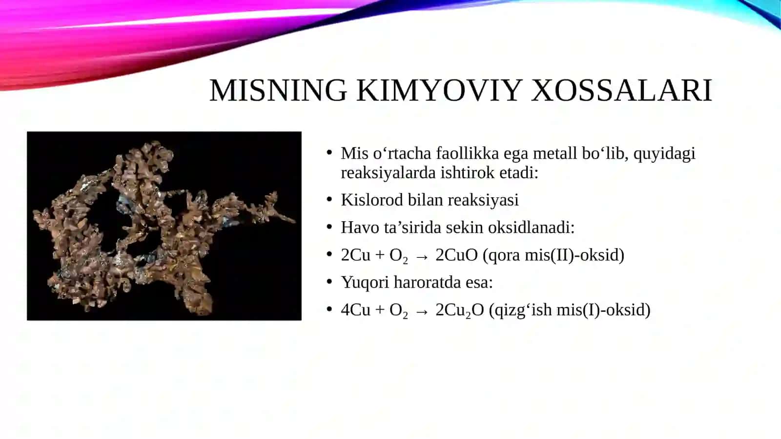 Mis va uning qotishmalarini fizik va kimyoviy xossalari 4