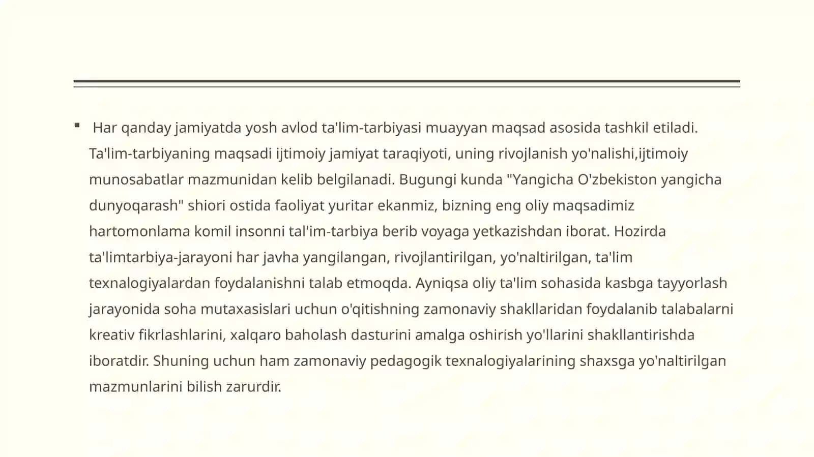 O'zbekiston maktablarida ta'lim tarbiyani takomillashtirish zaruriyati 4