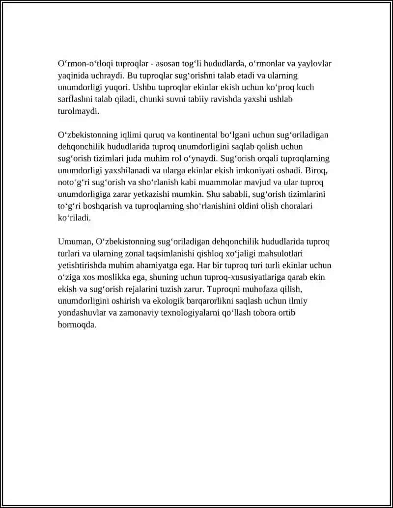 O‘ZBEKISTONNING SUG‘ORILADIGAN DEHQONCHILIK HUDUDLARINING TUPROQLARI 4