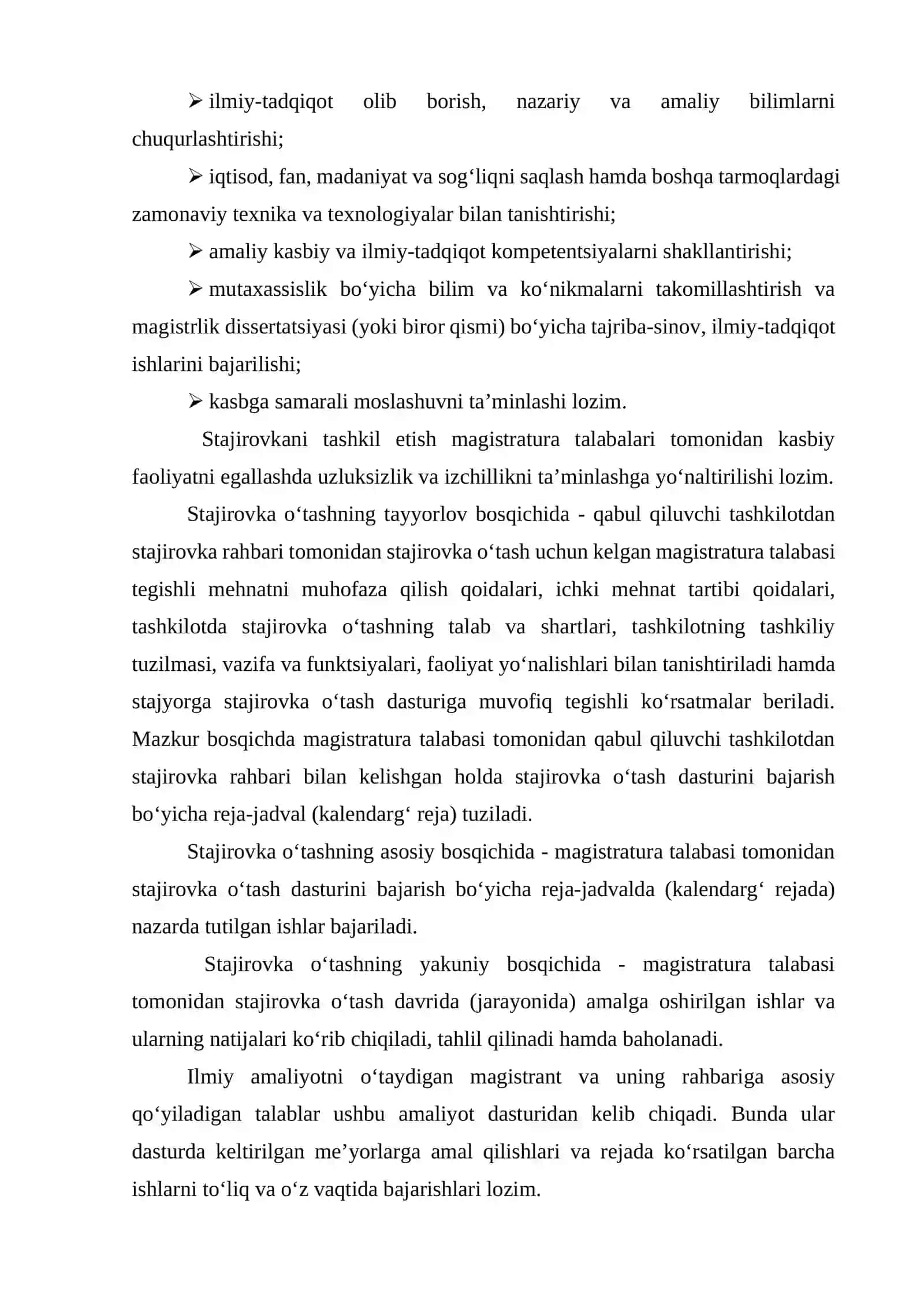 Oliy ta’lim muassasalari magistratura mutaxassisliklari talabalari stajirovkasi 4
