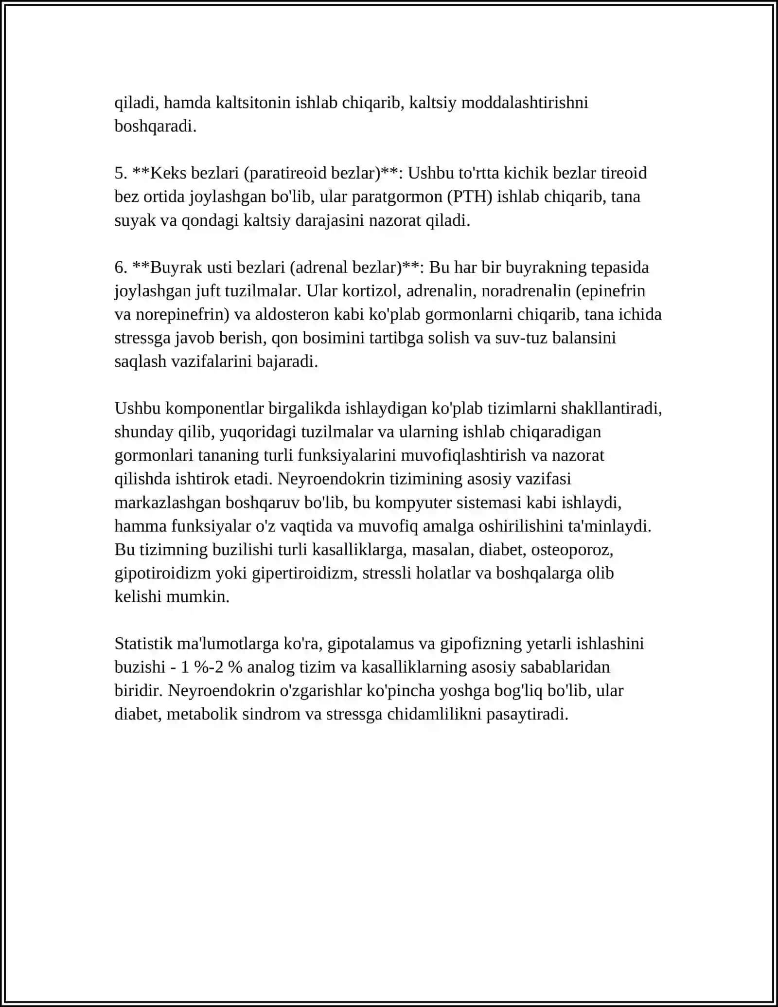Neyroendokrin tizimning struktur funktsional tavsifi 4