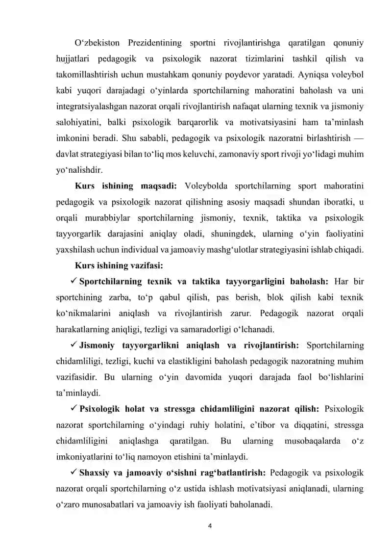 Voleybolda sportchilarning sport mahoratini pedagogik va psixologik nazorat 4