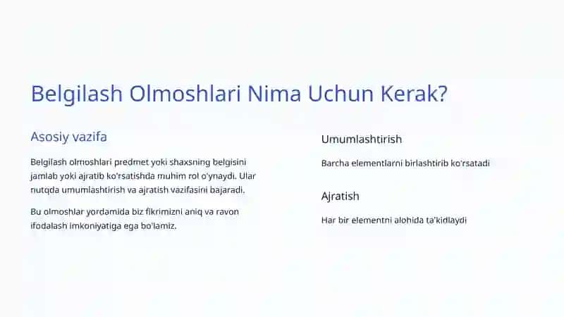 Belgilash Olmoshlari: O'zbek Tilining Muhim Qismi 4