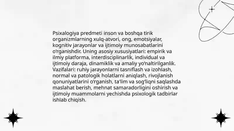 Psixologiya fanining predmeti va uning rivojlanish tarixi 4