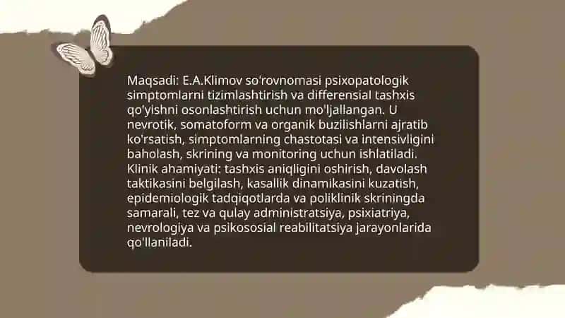 E.A.Klimovning differensial-diagnostik so'rovnomasi 4