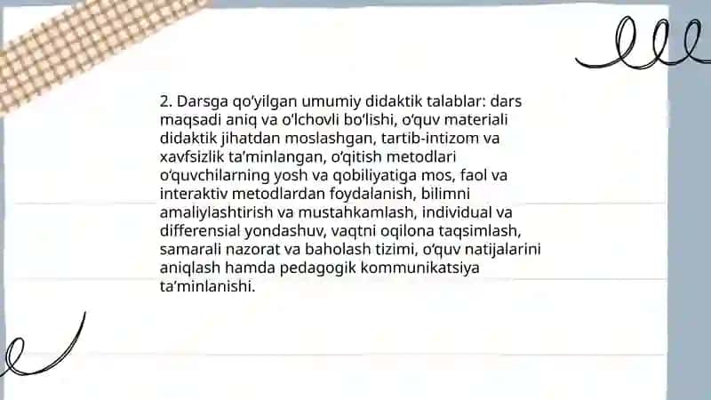 Dars va unga qo‘yilgan talablar 4