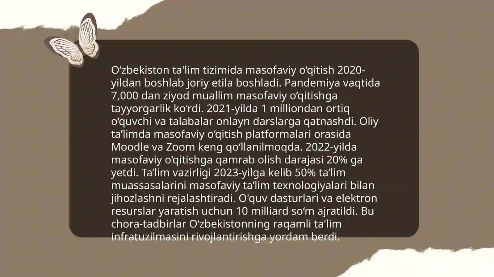 Masofadan õqitishning rivojlanishi va sohada olib borilayotgan kompleks ilojlar 4