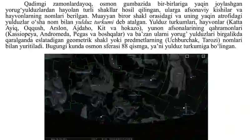 Yoritgichlarning sutkalik ko‘rinma harakati va yulduz turkumlari 4