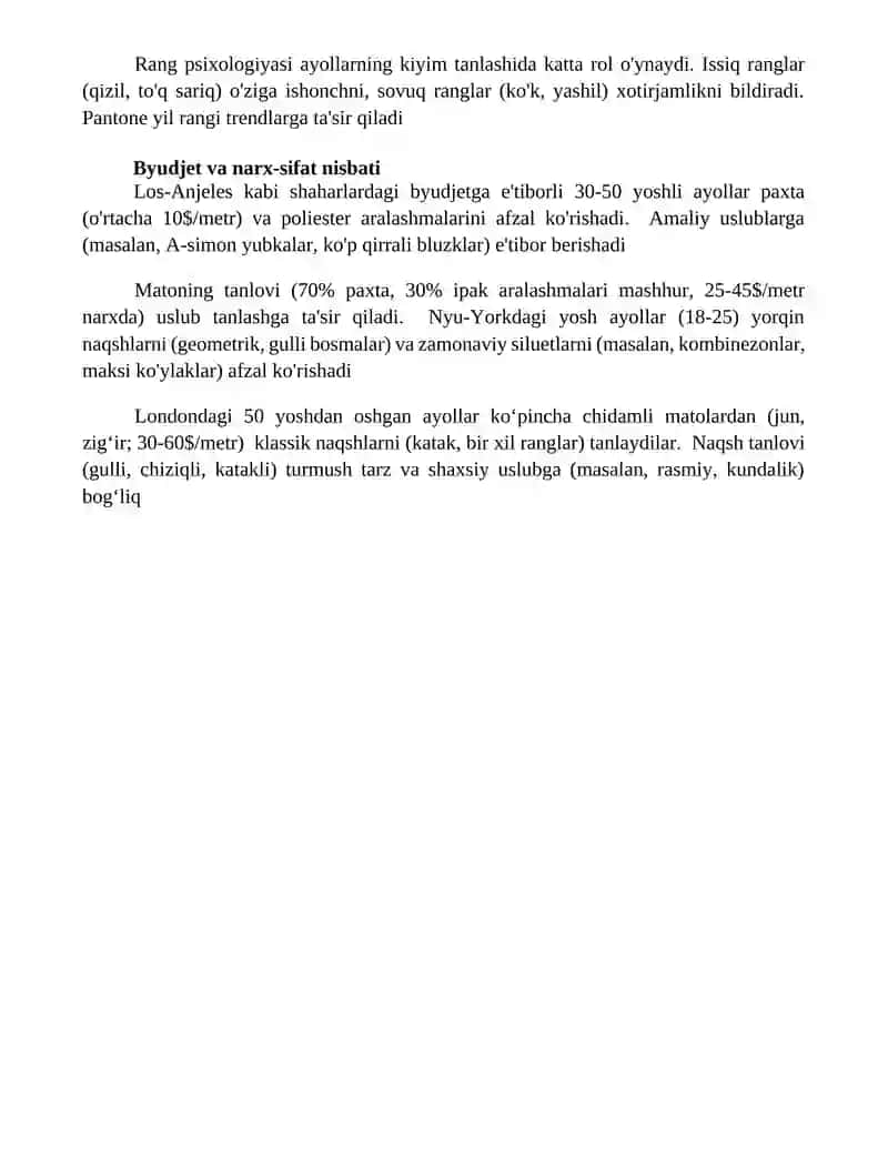 Ayollar kiyimlar uchun fason va gazlama tanlash 4