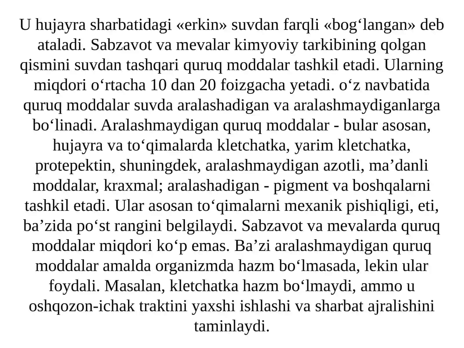Meva–sabzavotlarning kimyoviy tarkibi va uning quritishga bog‘liqligi 4