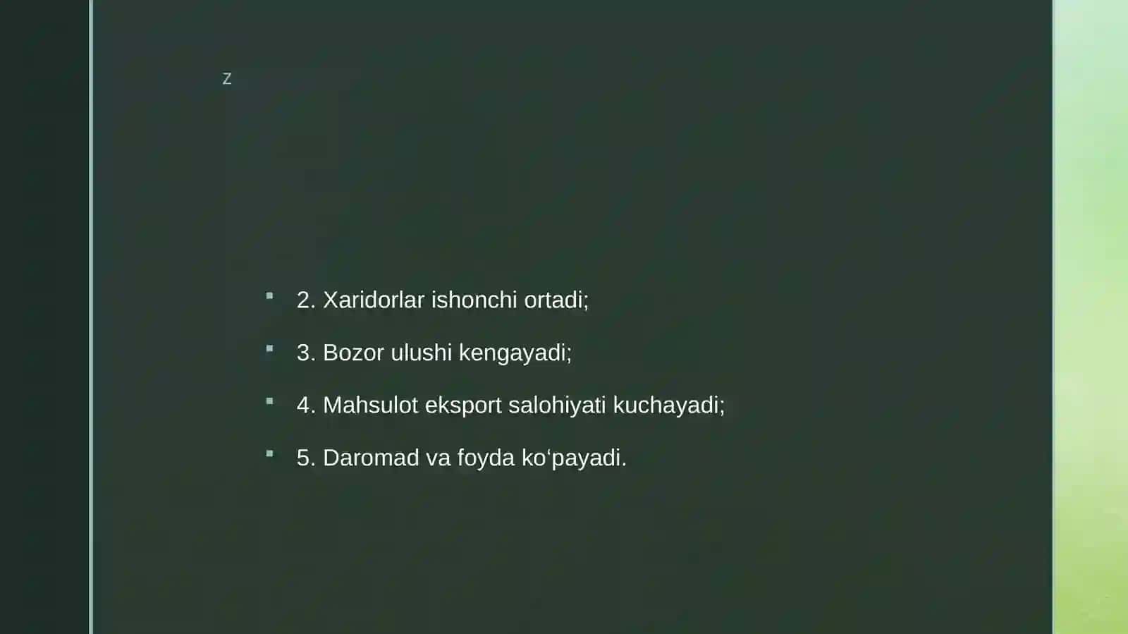 Sifatli mahsulot ishlab chiqarish va xalqaro bozorga olib chiqish 4