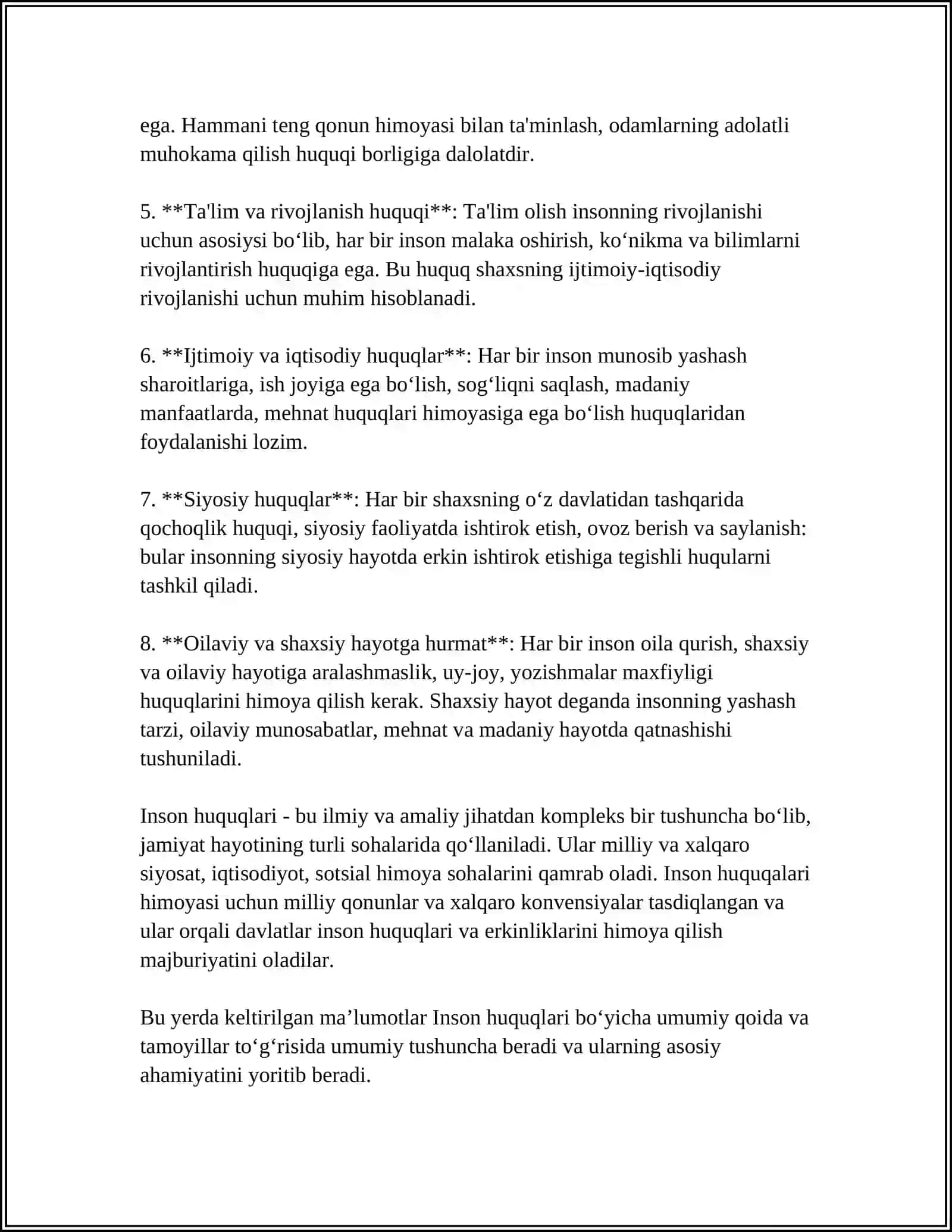 OʻZBEKISTONDA INSON HUQUQLARI VA ERKINLIKLARI KAFOLATLARNING YARATILISHI 4