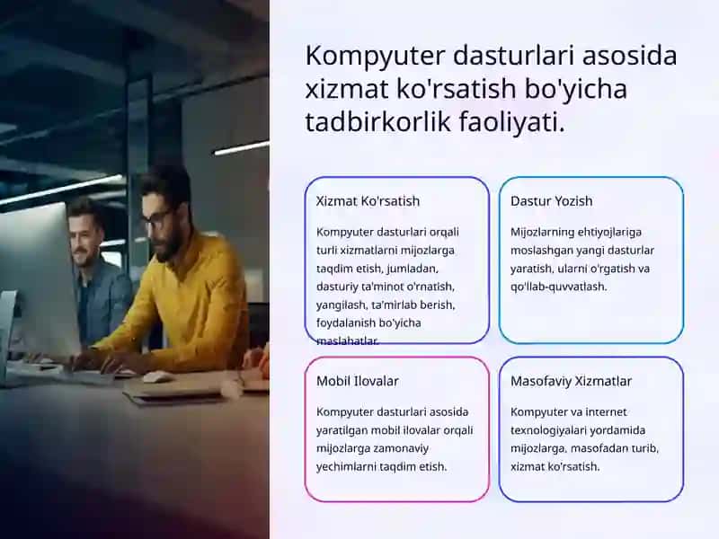 Kompyuter programmalar asosida tadbirkorlik xizmatlarini tashkil etish 4