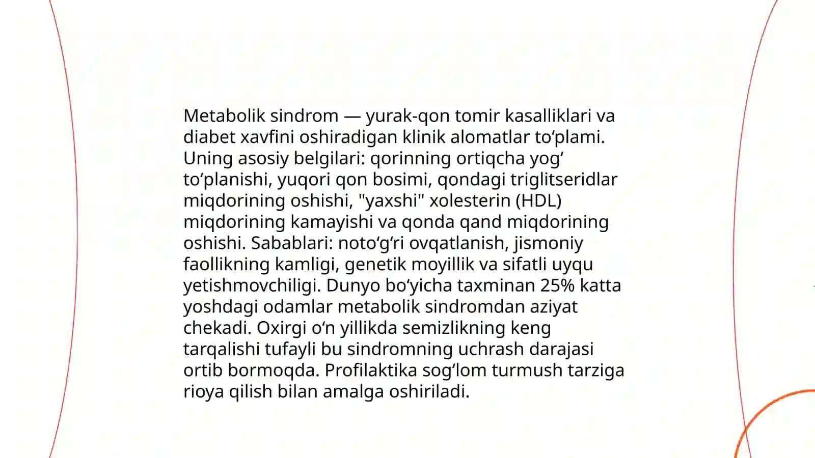 Semizlik, metabolik sindrom va qandli diabetning il turi 4
