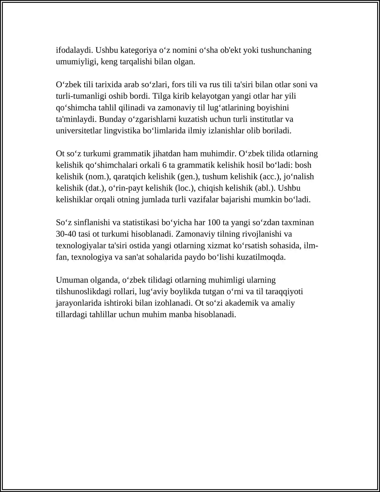 4-SINFDA OT SO'Z TURKUMINI O'RGANISH JARAYONIDA O'QUVCHILAR NUTQINI O'STIRISH 4