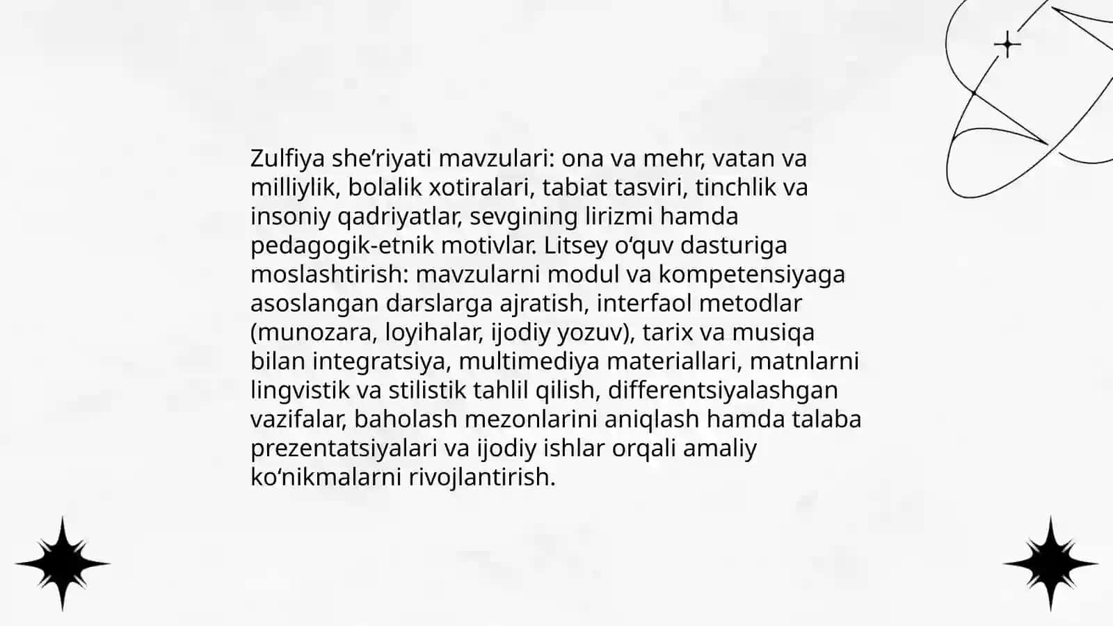 Akademik litseylarda shoira Zulfiya hayoti va ijodini oʻrganishga qaratilgan dars taqdimoti 4