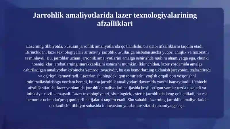 Lazerning tibbiyotda qo‘llanishi 4