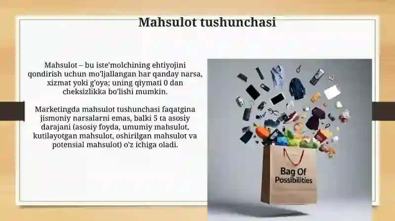 Marketingda tavar tushunchasi va tavar 4