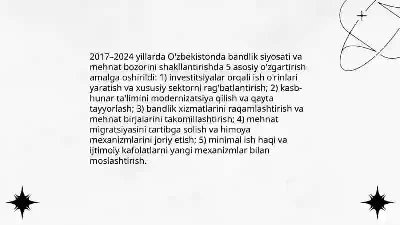 O'zbekistonda ijtimoiy sohada amalga oshirilayotgan o'zgarishlar mazmun va mohiyati 4