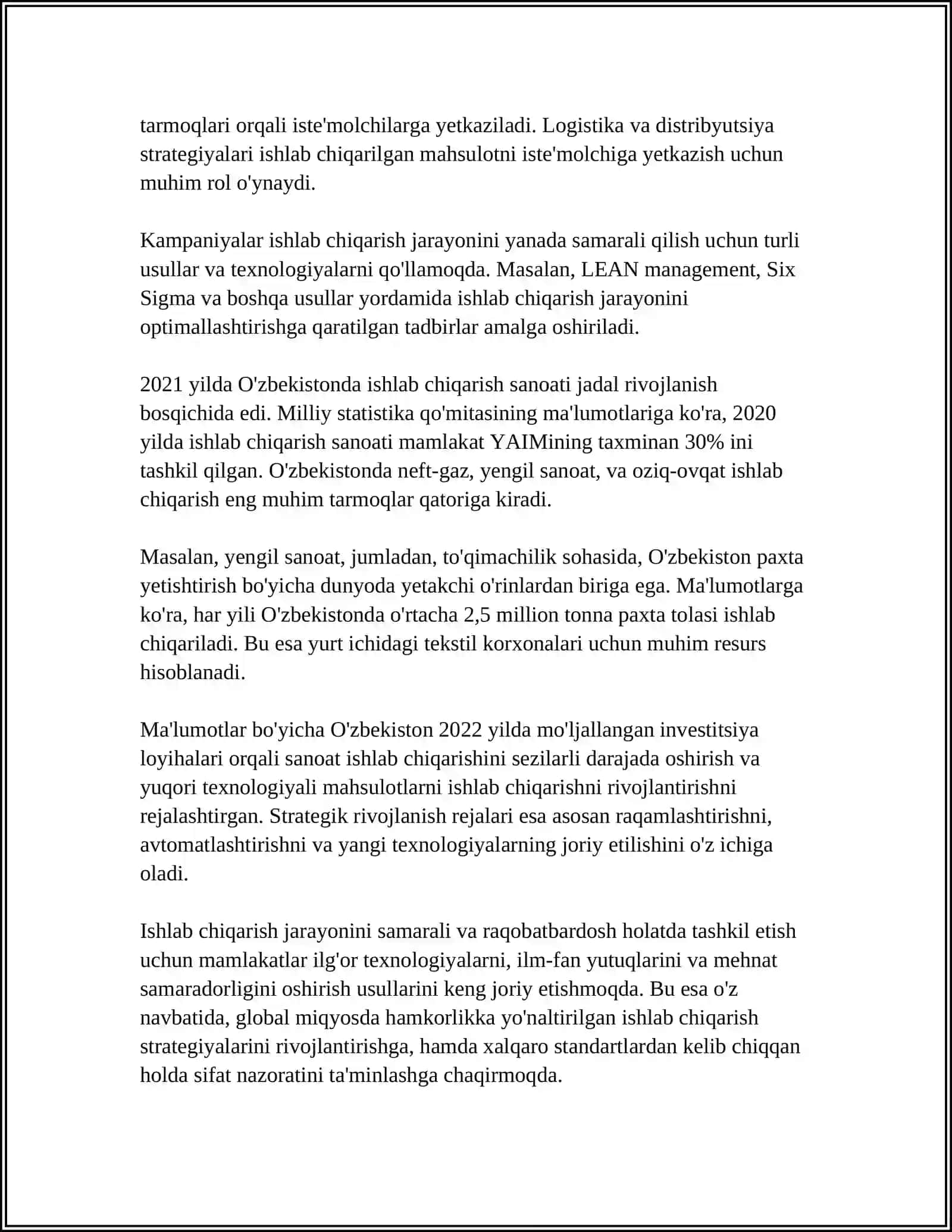ISHLAB CHIQARISH VA ISHSIZLIK NISBATI 4