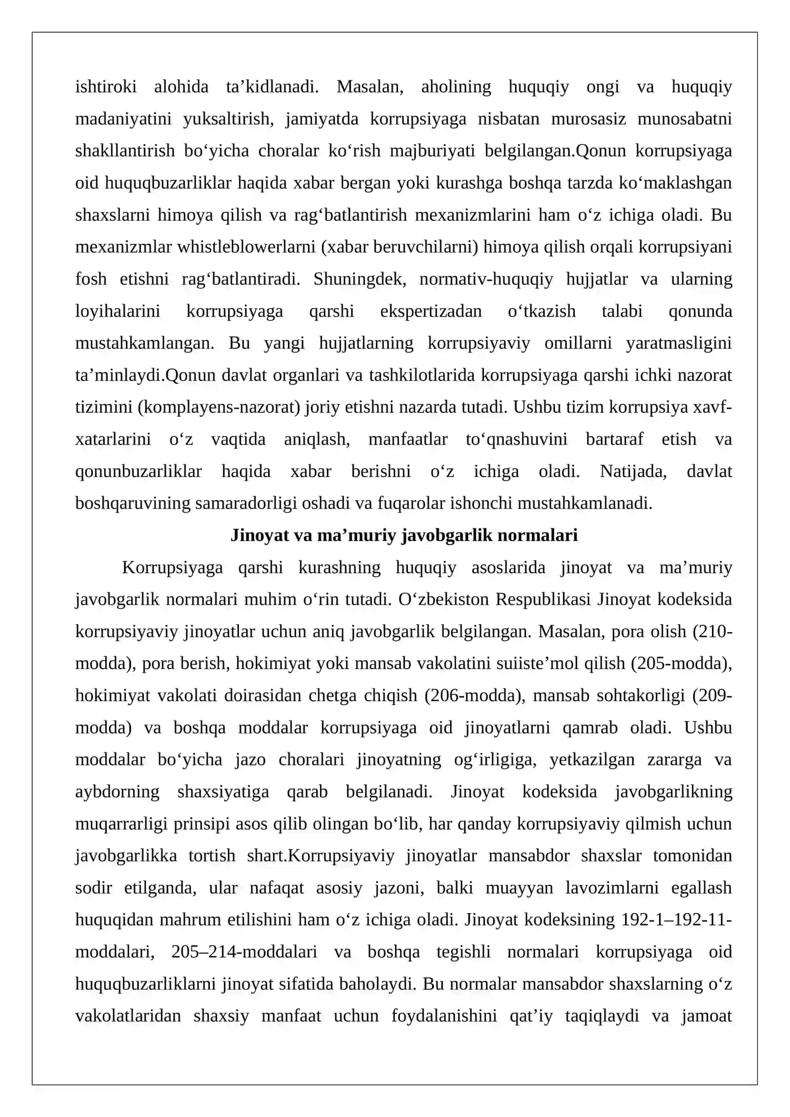 O‘zbekiston Respublikasida korrupsiyaga qarshi kurash borasida amalga oshirilgan islohotlar 4
