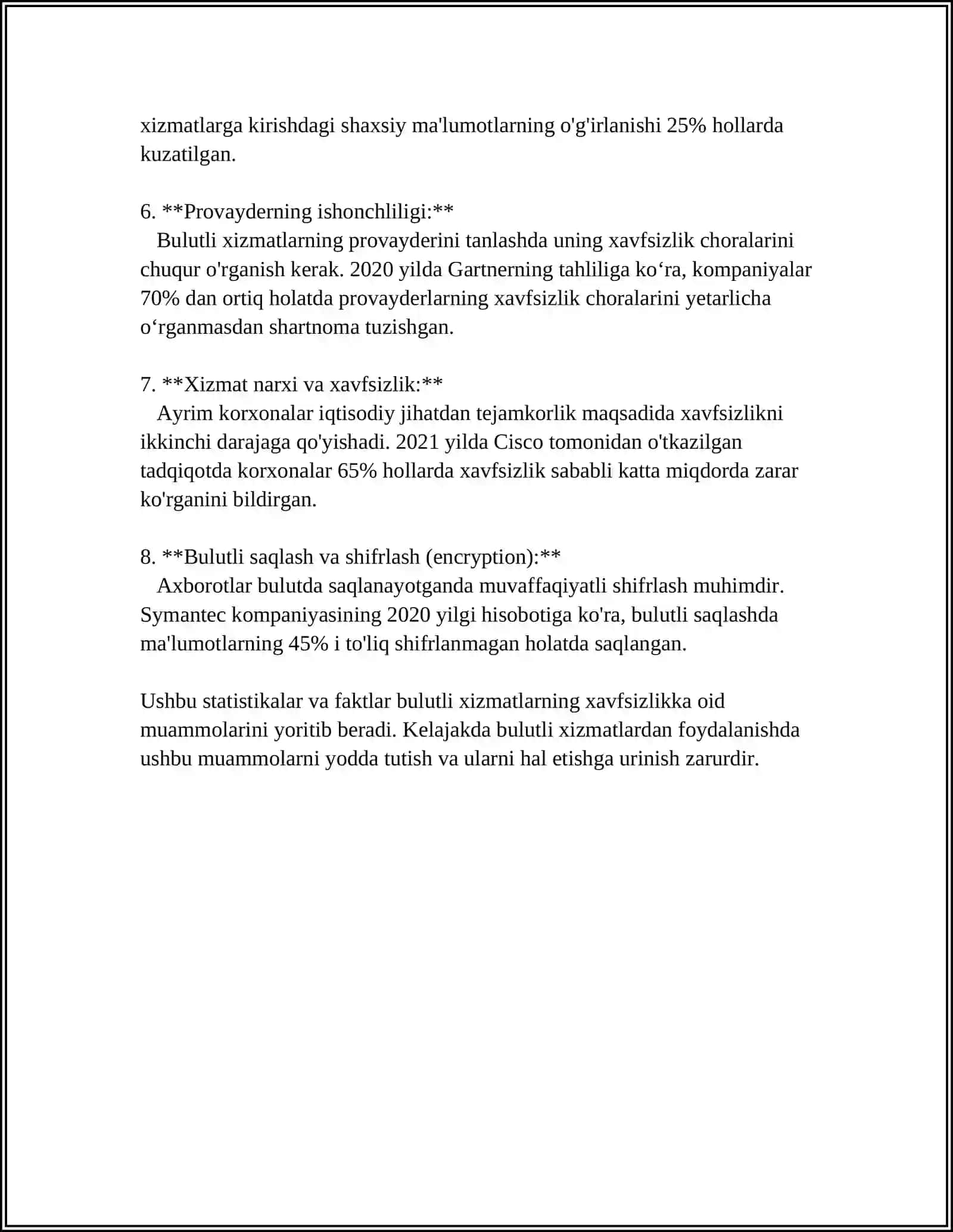 BULUTLI TEXNOLOGIYALARDA AXBOROT XAVFSIZLIGINI TAʼMINLASH 4