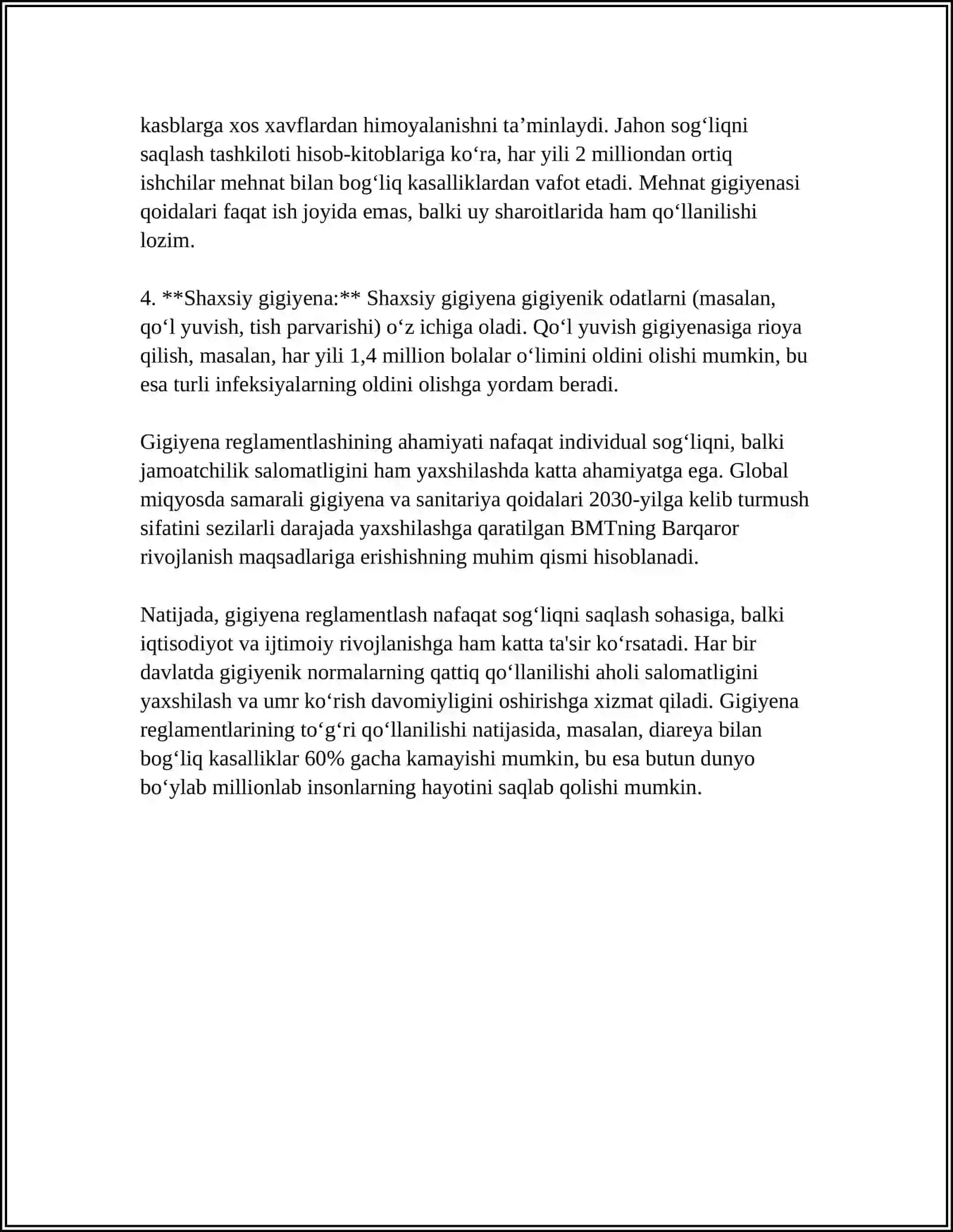 SUVNING NOMUVOFIQ OMILLARINI GIGIYENIK REGLAMENTLASHGA BOʻLGAN UMUMIY YONDOSHISHLAR 4