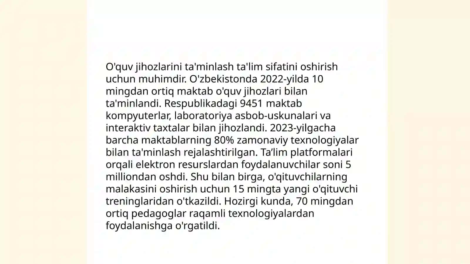 Tarbiya jarayonini tashkil etishda moddiy-texnik taʼminot 4