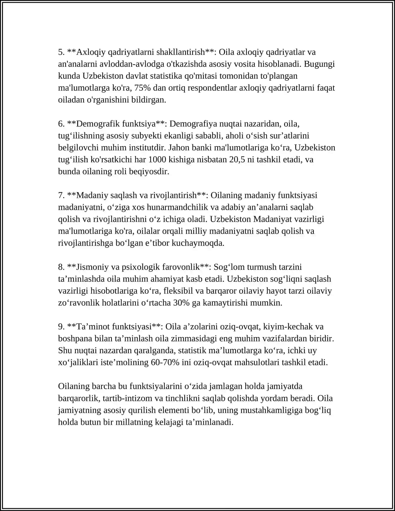 FITRATNING OILA ASARIDAGI OILA QURISH TARTIBLARI VA FARZANT TARBIYASIGA OID GʻOYALAR BOʻYICHA ESSE TAYYORLASH 4