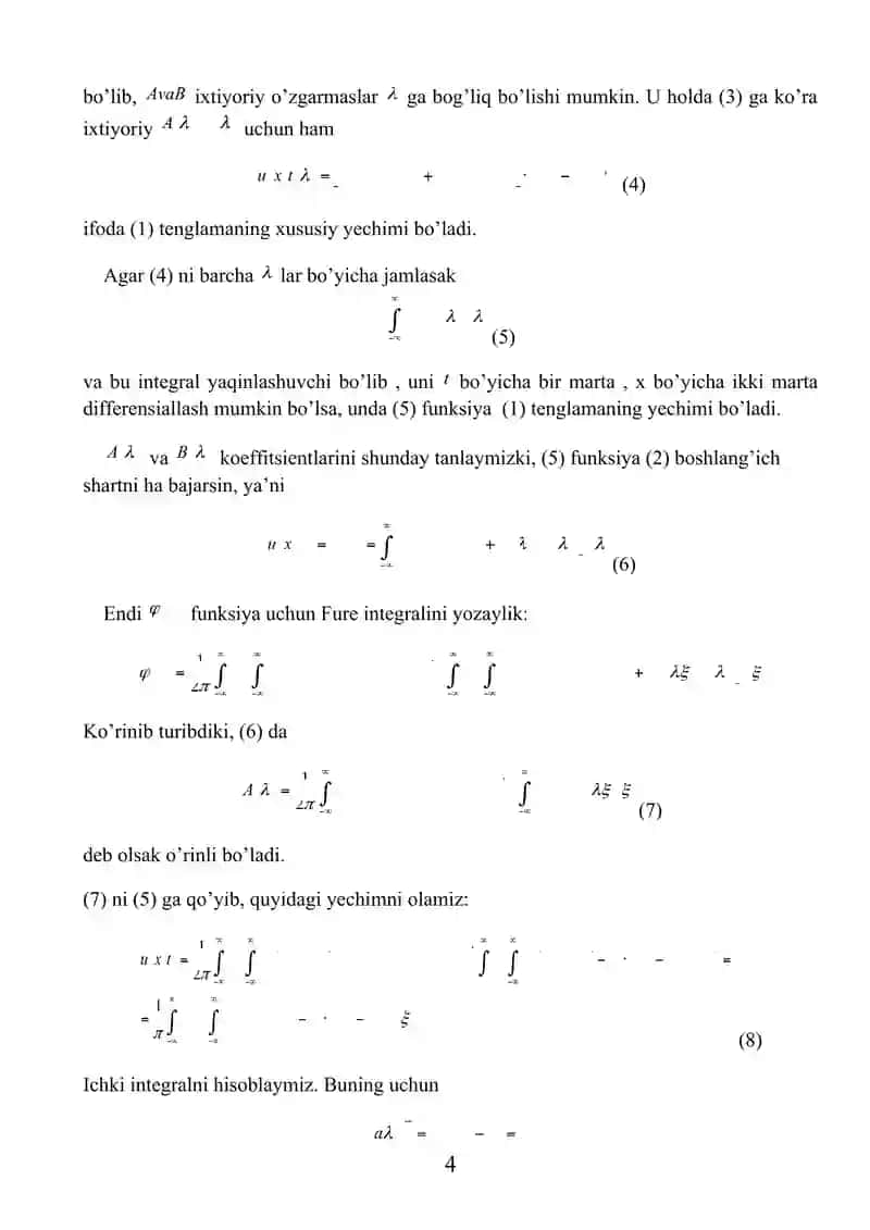 Issiqlik tarqalish tenglamasi uchun Koshi masalasi va fundamental yechim 4