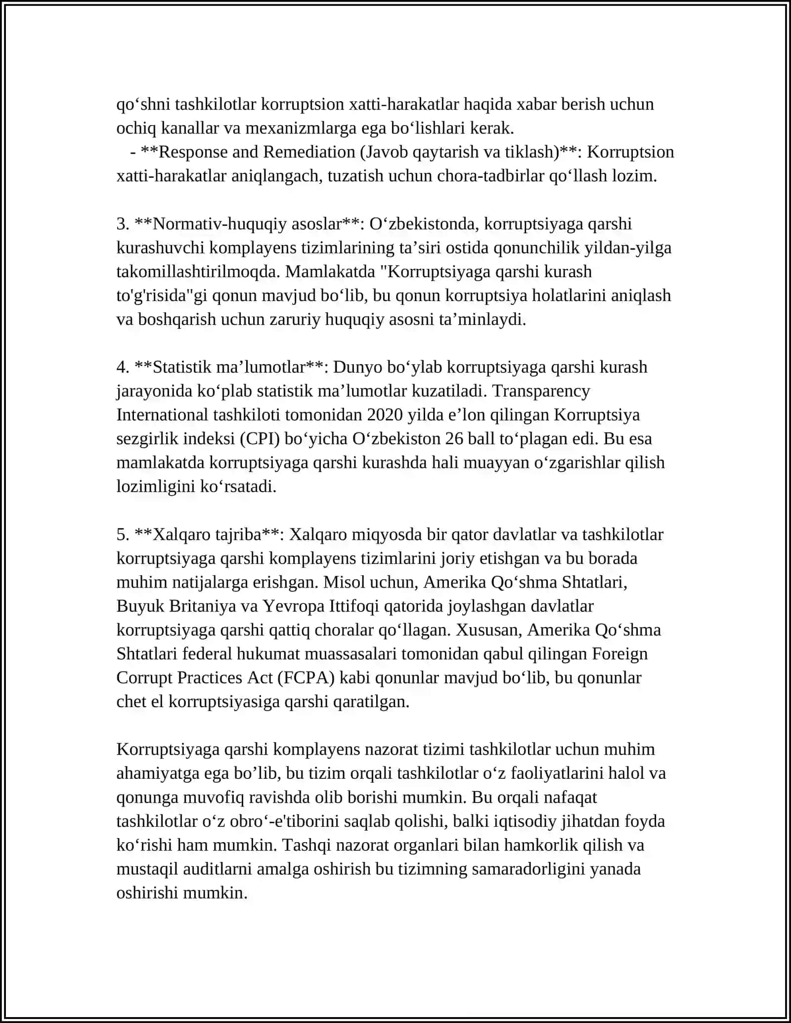 KORRUPSIYAGA KARSHI KOMPLAYENS NAZORAT TIZIMINING TUSHUNCHASI VA RIVOJLANISH BOSQICHLARI 4