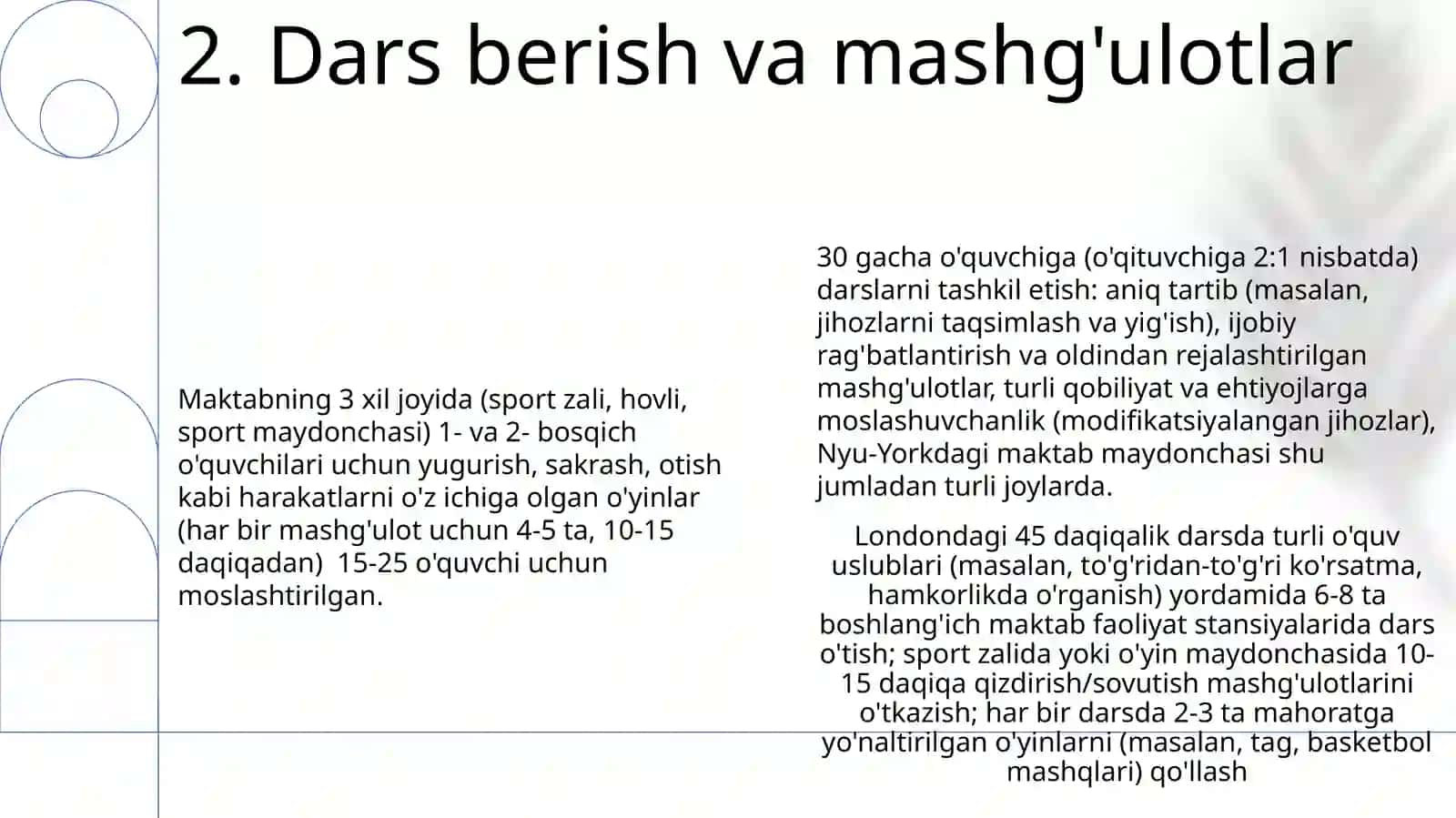 Boshlang'ich sinflarda jismoniy tarbiya darslarini tashkil etish 4