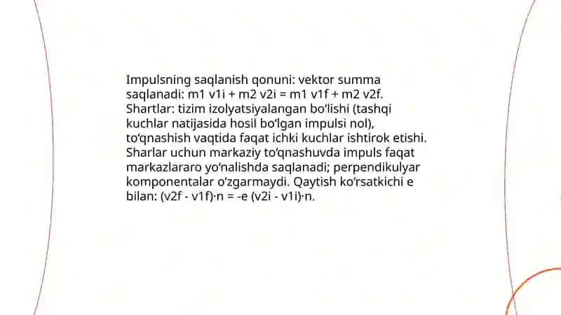 Sharlarning tõqnashish qonuniyatini õrganish (Impulsning saqlanish qonuni) 4