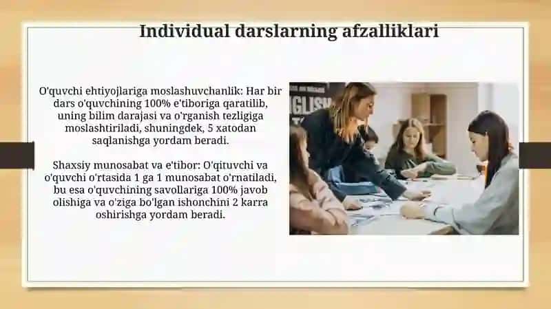 Ayrim o'quvchilar bilan yakka tartibda olib boriladigan mashg’ulotlar 4