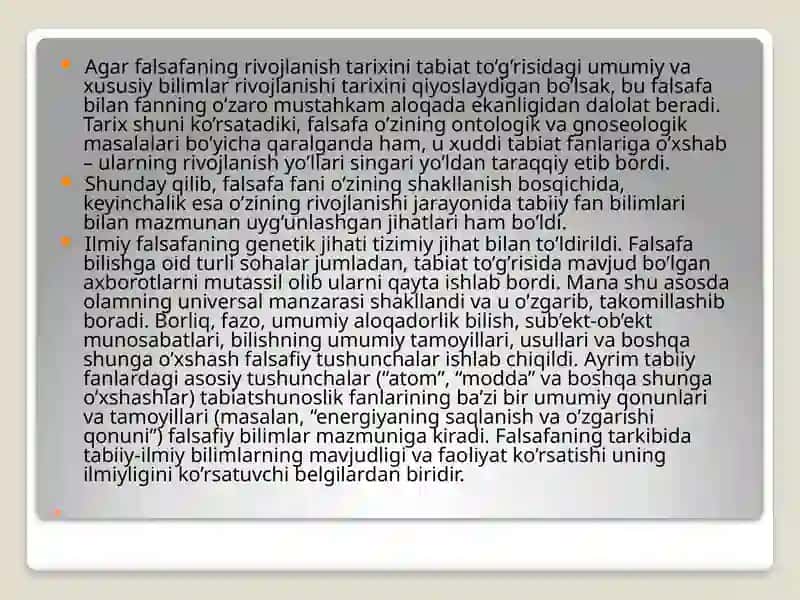 Falsafaning mohiyatiga oid sharq va g'arb mutafakkirlari ta'riflarini tasniflash 4