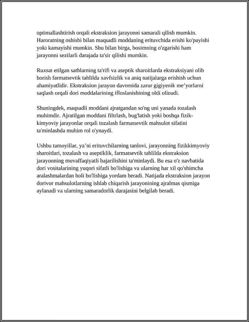 EKSTRAKSION JARAYONNING FARMASEVTIK TAXLILDA QOLLANILISHI 4