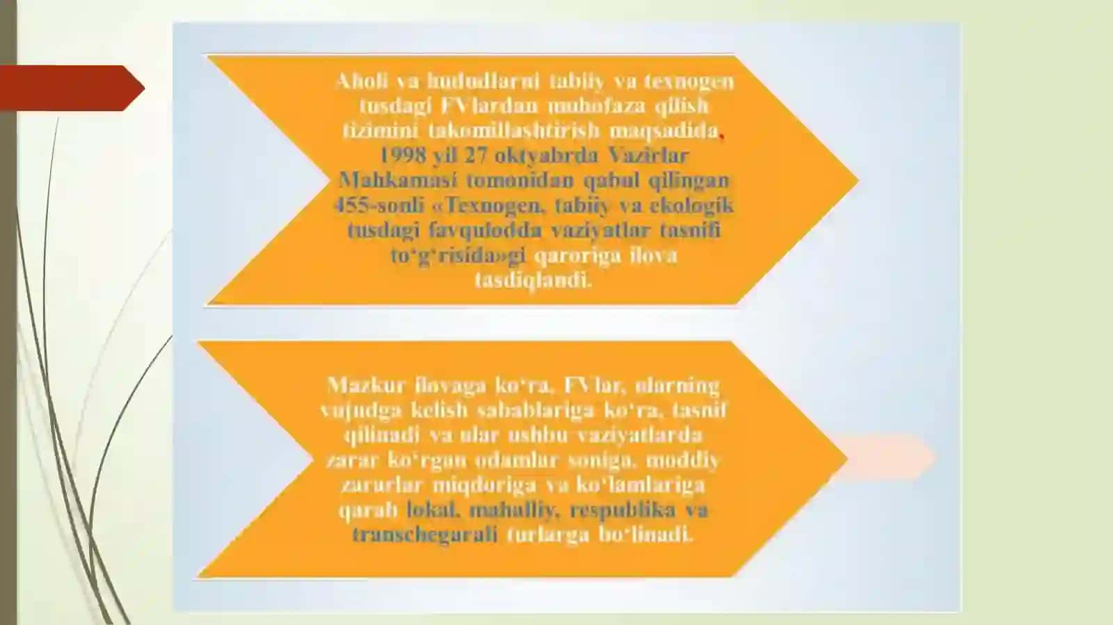 Texnogen tusdagi favqulodda vaziyatlar,ularning tavsifi va tasnifi. 4