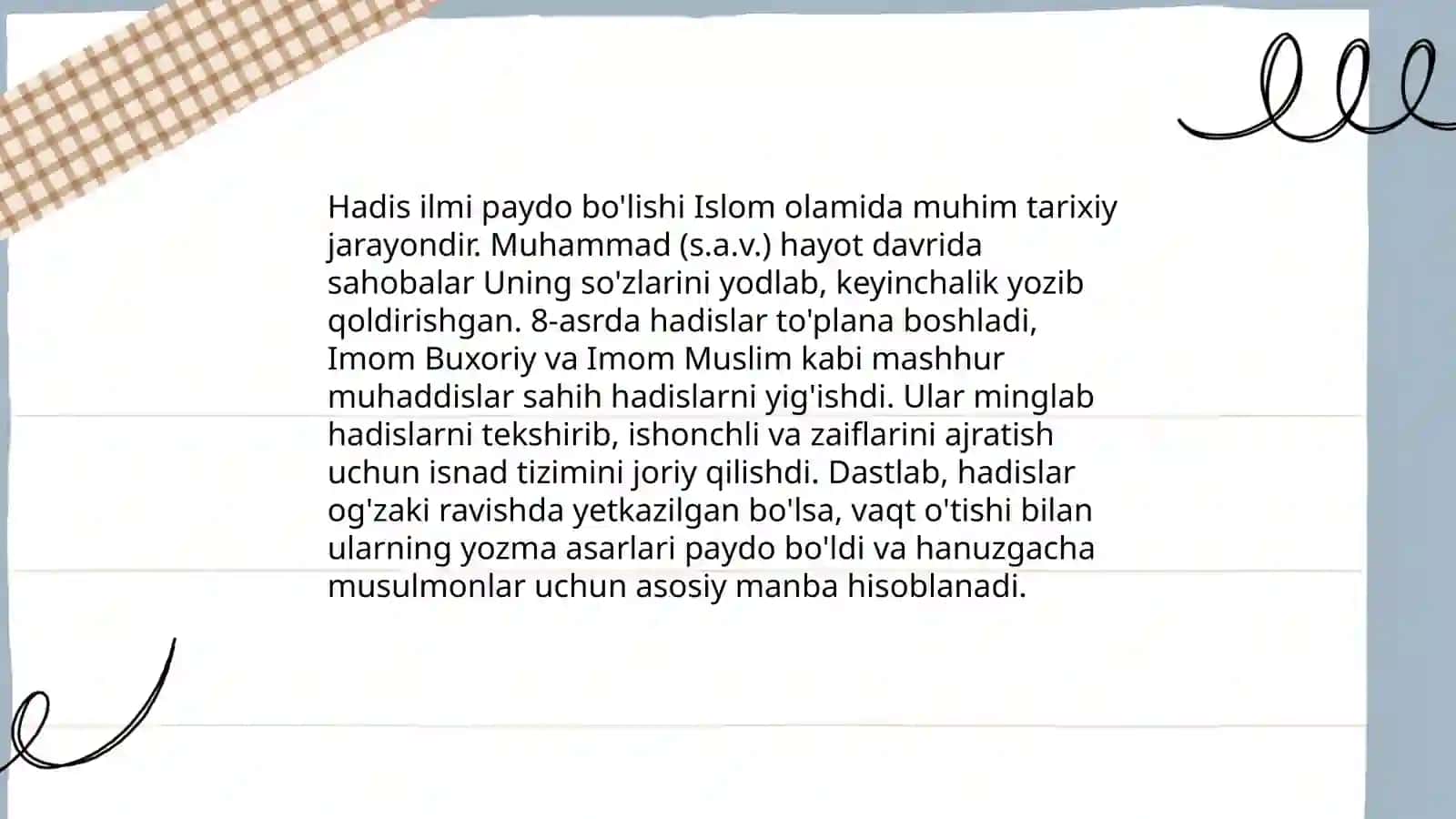 Hadis ilmining paydo boʻlishi 4