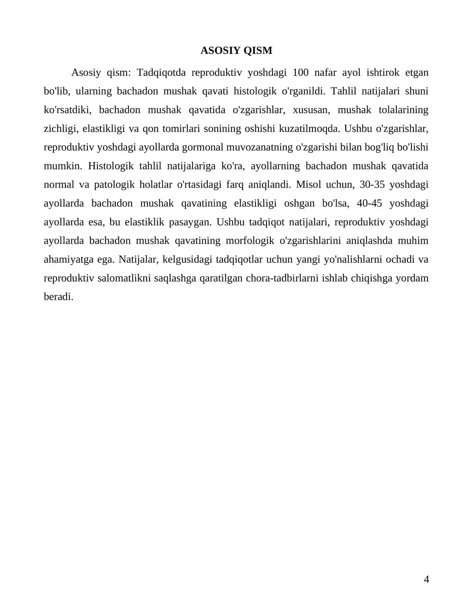 Reproduktiv yoshdagi ayollarning bachadon mushak qavatining morfologik oʻzgarishlari 4