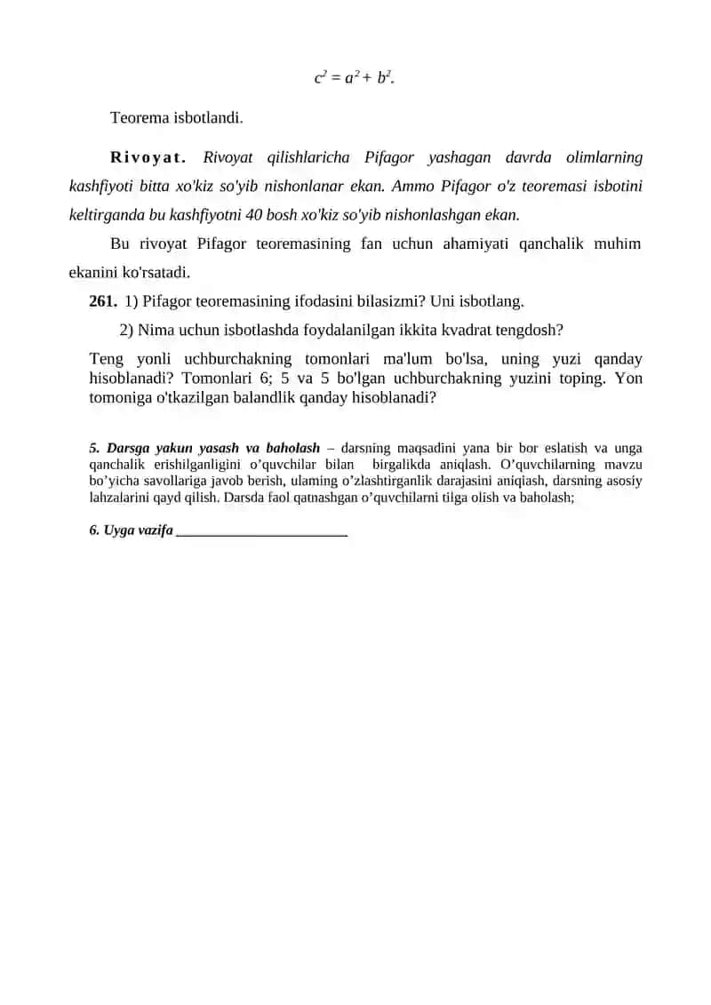 8-sinf 3-chorak geometriya dars ishlanmalar 4