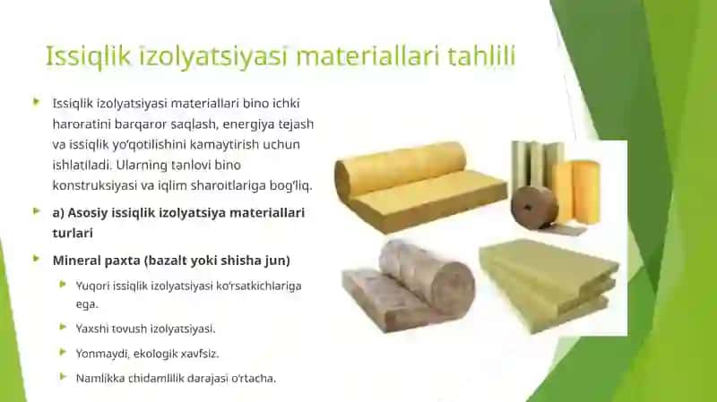 Pardozlash va issiqlik izolyatsiyasi materialining tahlili 4