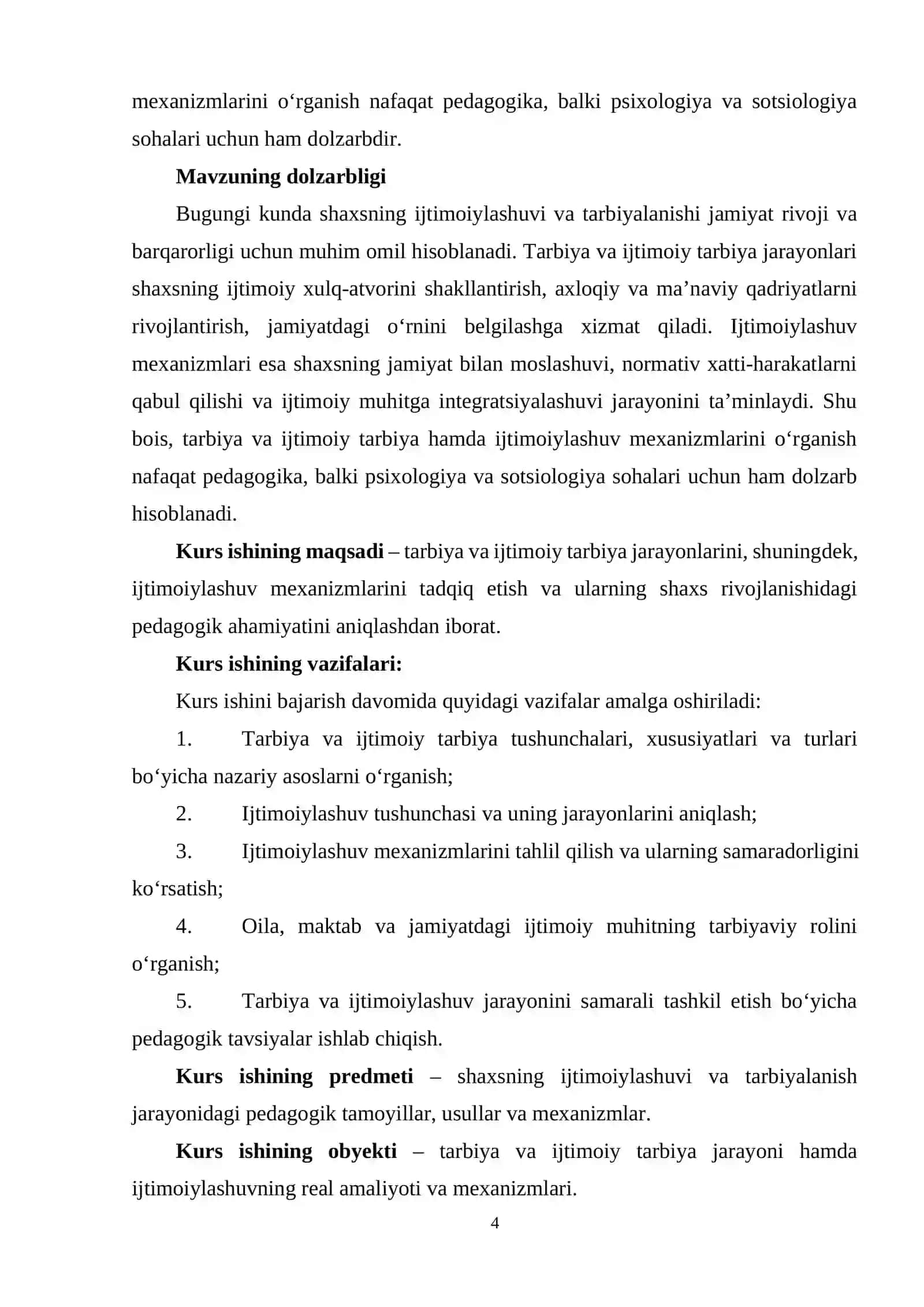 Tarbiya va ijtimoiy tarbiya. Ijtimoiylashuv mexanizmlari 4