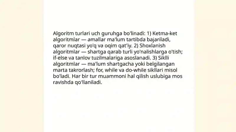Algoritmlash va dasturlash asoslari 4