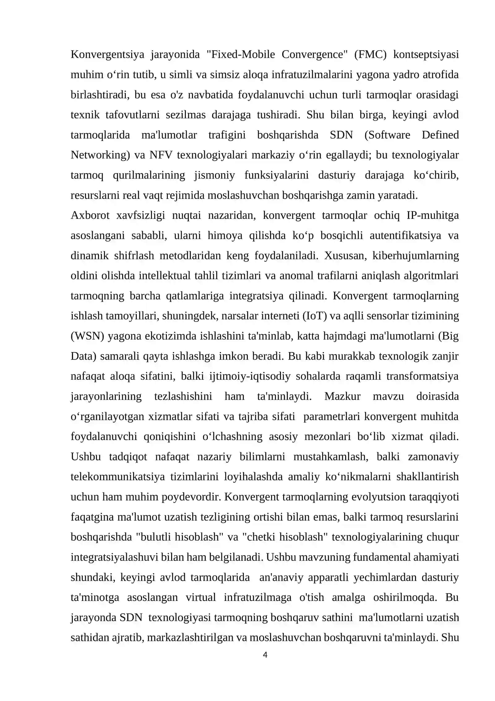 Keyingi avlod konvergent tarmoqlarida turli texnologiyalarning ishlash tamoyillari 4